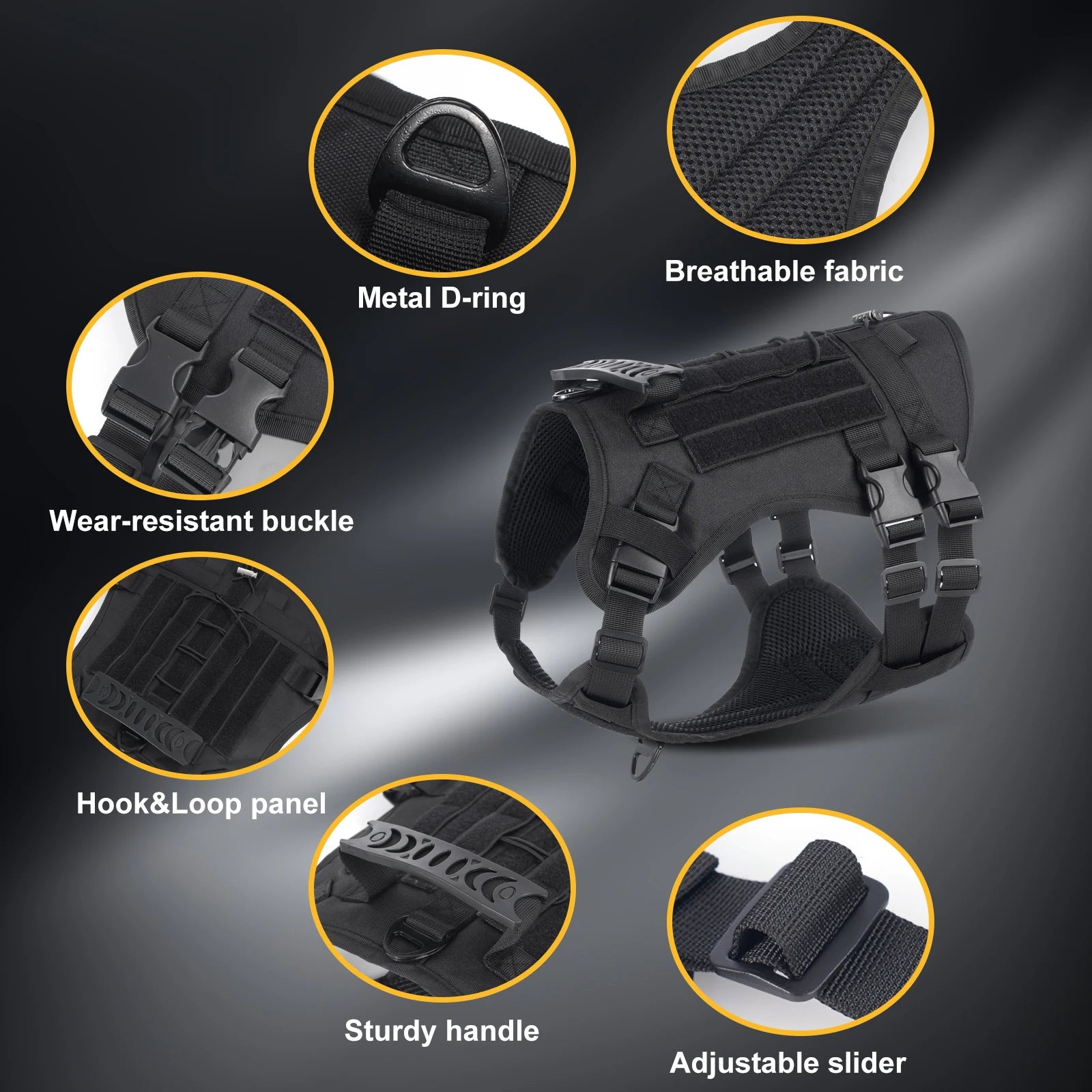 🛡️ Tactical Chest Strap Dog Harness – Heavy-Duty Outdoor Control for Large Dogs 🐕