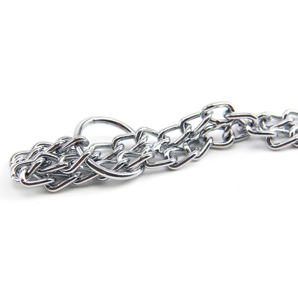 Double Row Stainless Steel Choke Collar – Adjustable Slip P Chain Dog Training Collar for Medium & Large Dogs