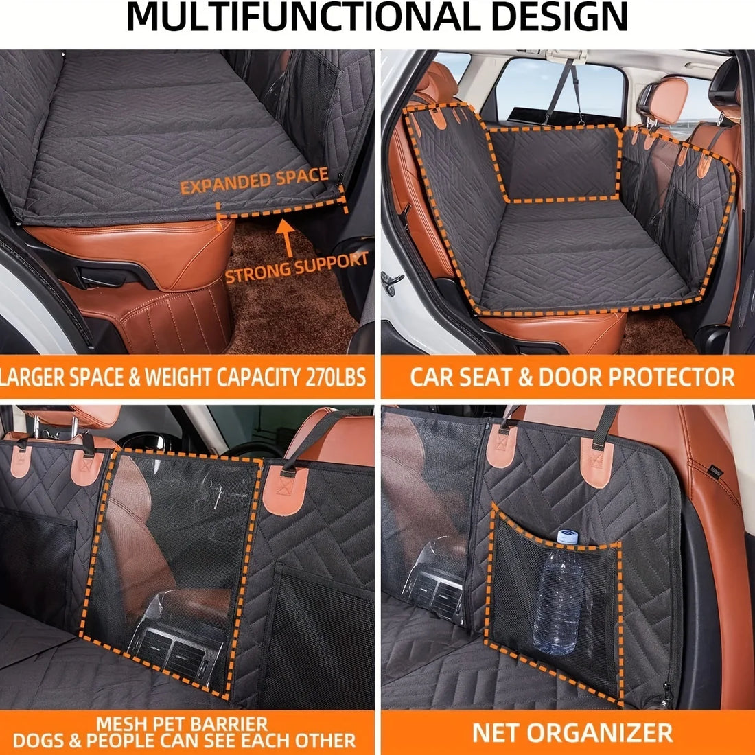 Waterproof Dog Car Seat Cover – Nonslip Hammock-Style Back Seat Protector for Pets
