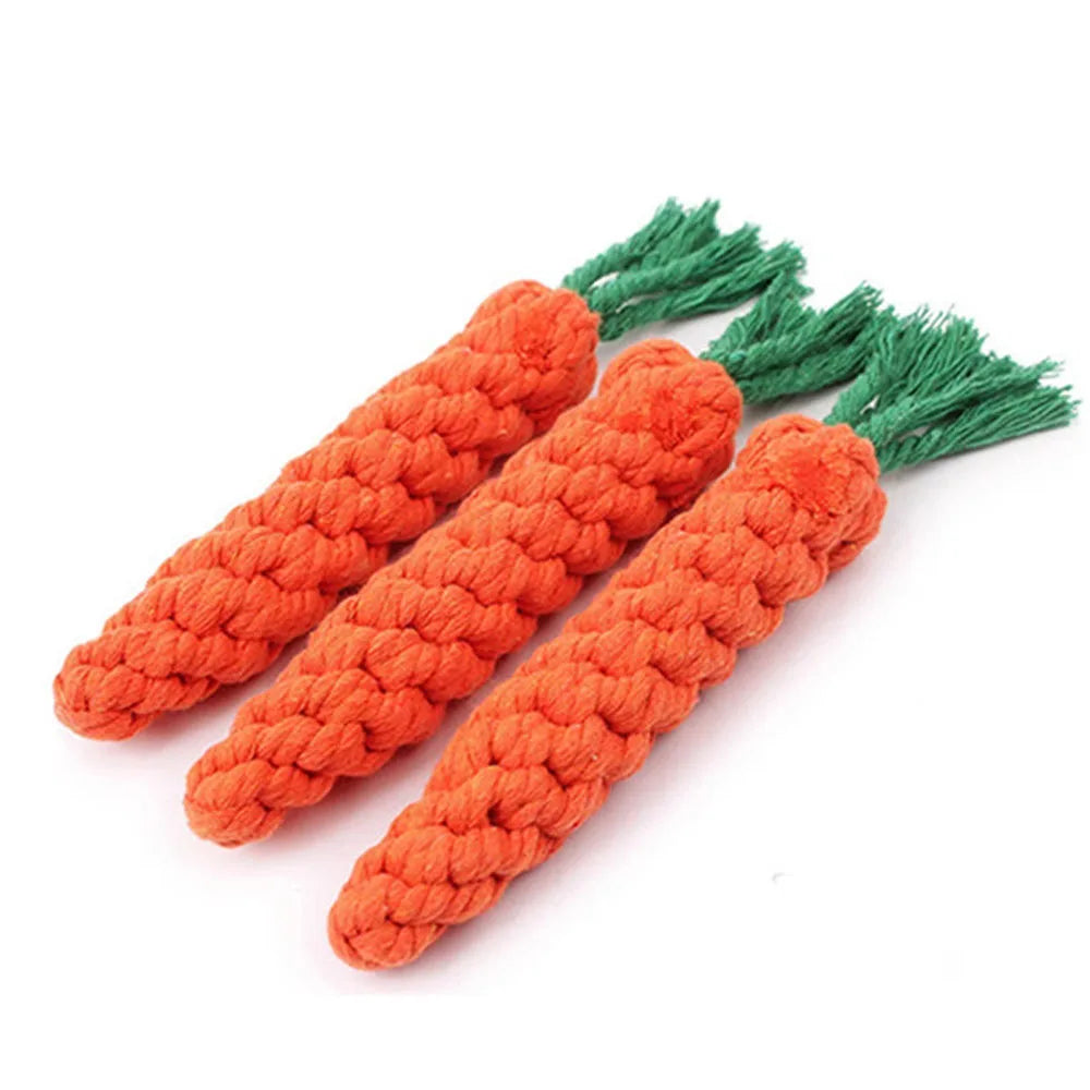 Carrot Dog Rope Toy – Durable Cotton Chew Toy for Puppies & Dogs, Teeth Cleaning Molar Toy