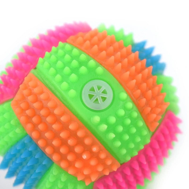 Squeaky Glowing Dog Chew Ball – Non-Toxic Rubber Toy for Small to Large Dogs, Teeth Cleaning & Boredom Relief