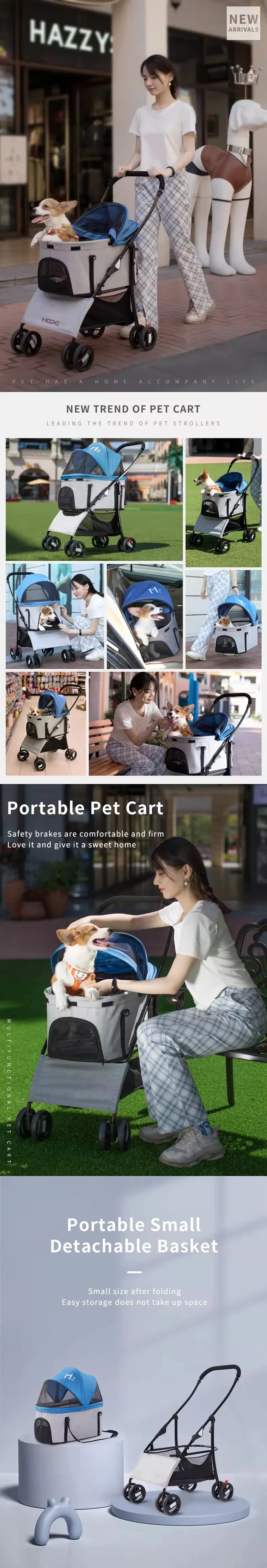 Durable Pet Trolley Carrier with Wheels – Travel Stroller for Small Pets