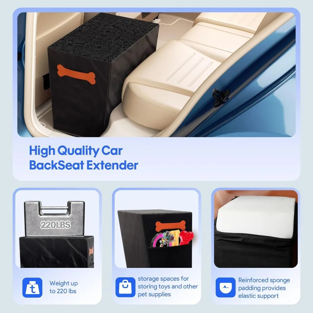 Dog Car Seat Extender Ramp – Hard Bottom Stairs for Car, Bed & Sofa