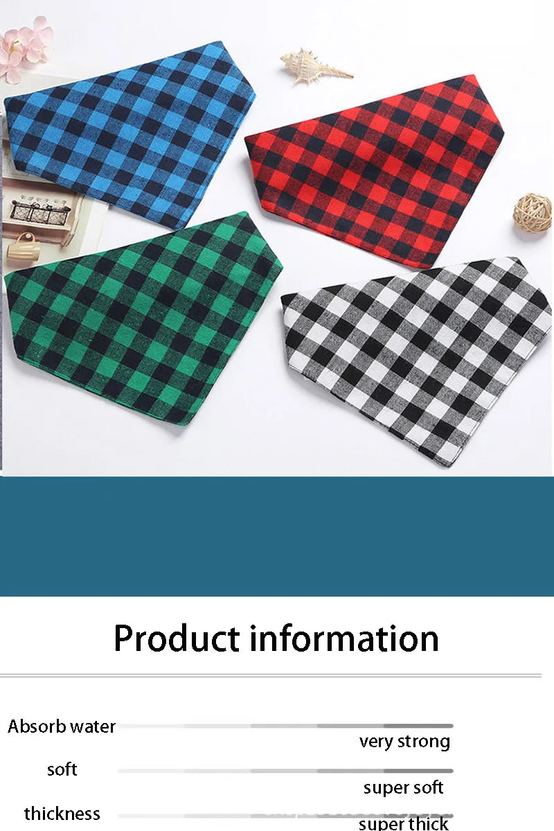 Classic Plaid Pet Bandana – Red & Black Neckerchief for Dogs & Cats