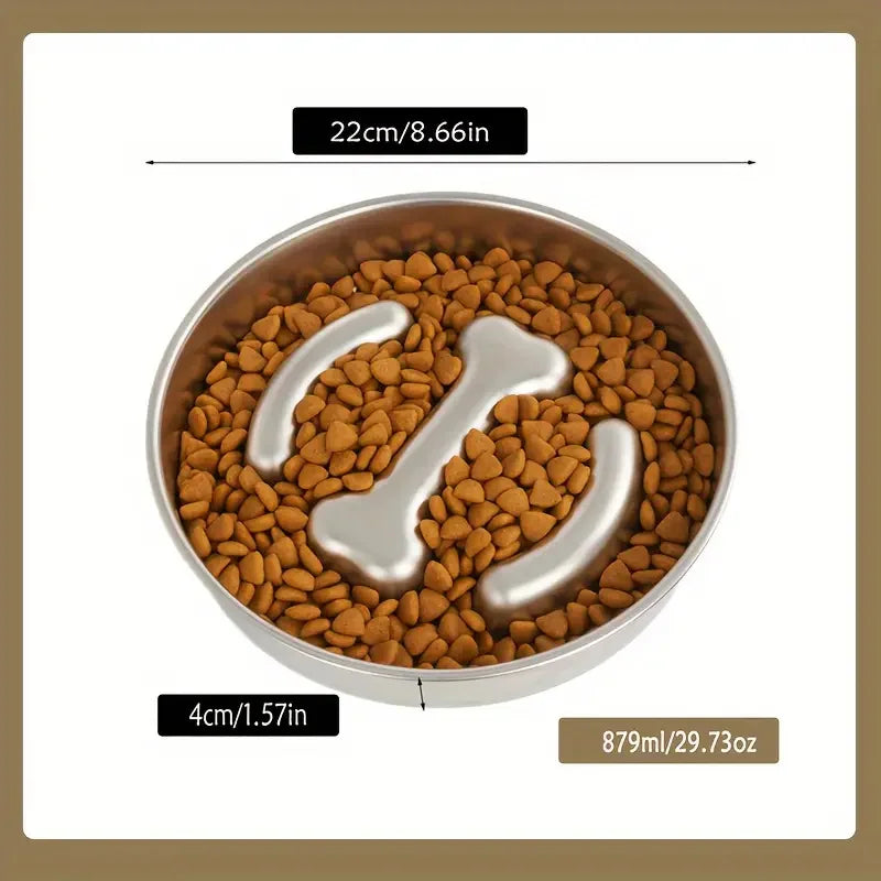 Premium Stainless Steel Slow Feeder Pet Bowl with Cervical Spine Protection – Anti-Choke Dog & Cat Food Bowl
