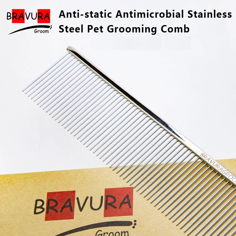 BAVURA Stainless Steel Pet Dematting Comb – Grooming Tool for Dogs & Cats | Removes Loose Undercoat, Mats & Tangles