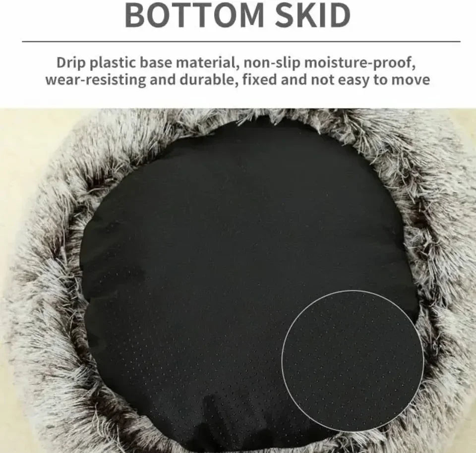Soft Plush Round Cat Bed – Warm, Cozy Winter Nest for Cats & Small Dogs