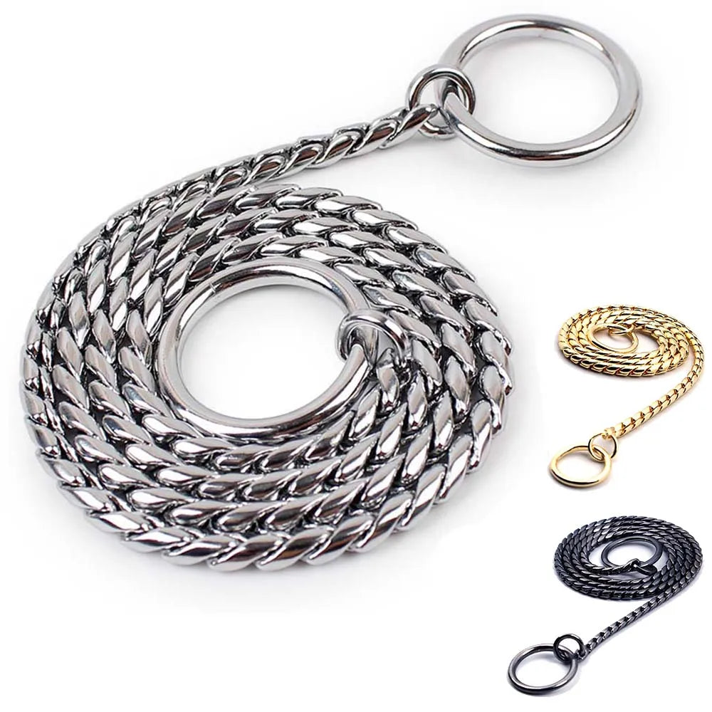 Gold & Silver Dog Chain Collar – Heavy Duty Slip Training Collar
