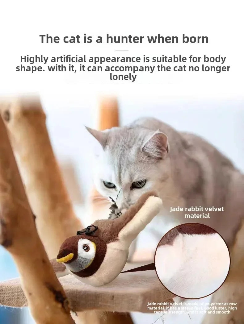 Remote Control Fluttering Sparrow Cat Toy – Realistic Bird Movements for Interactive Play