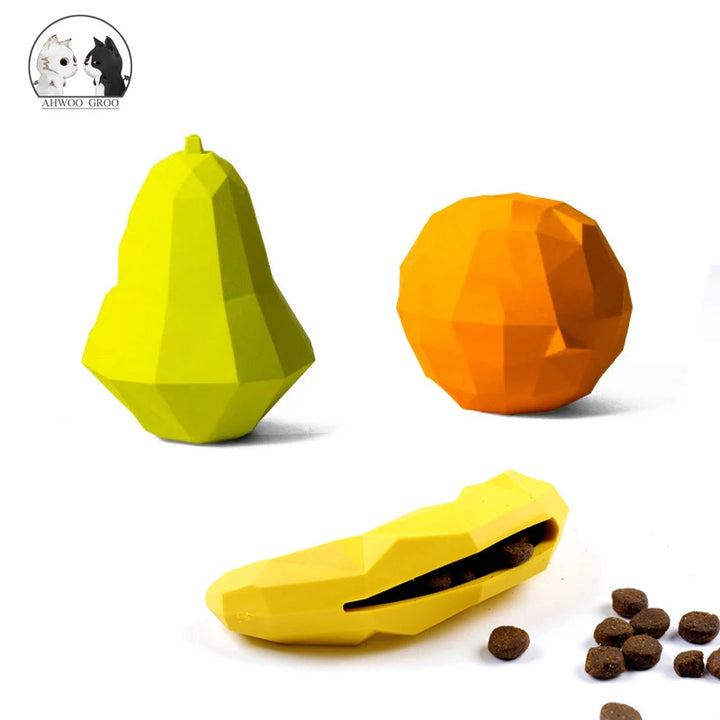 Rubber Dog Ball Chew Dispenser – Squeaky Food-Leaking Tooth Cleaning Snack Toy for Puppies & Dogs