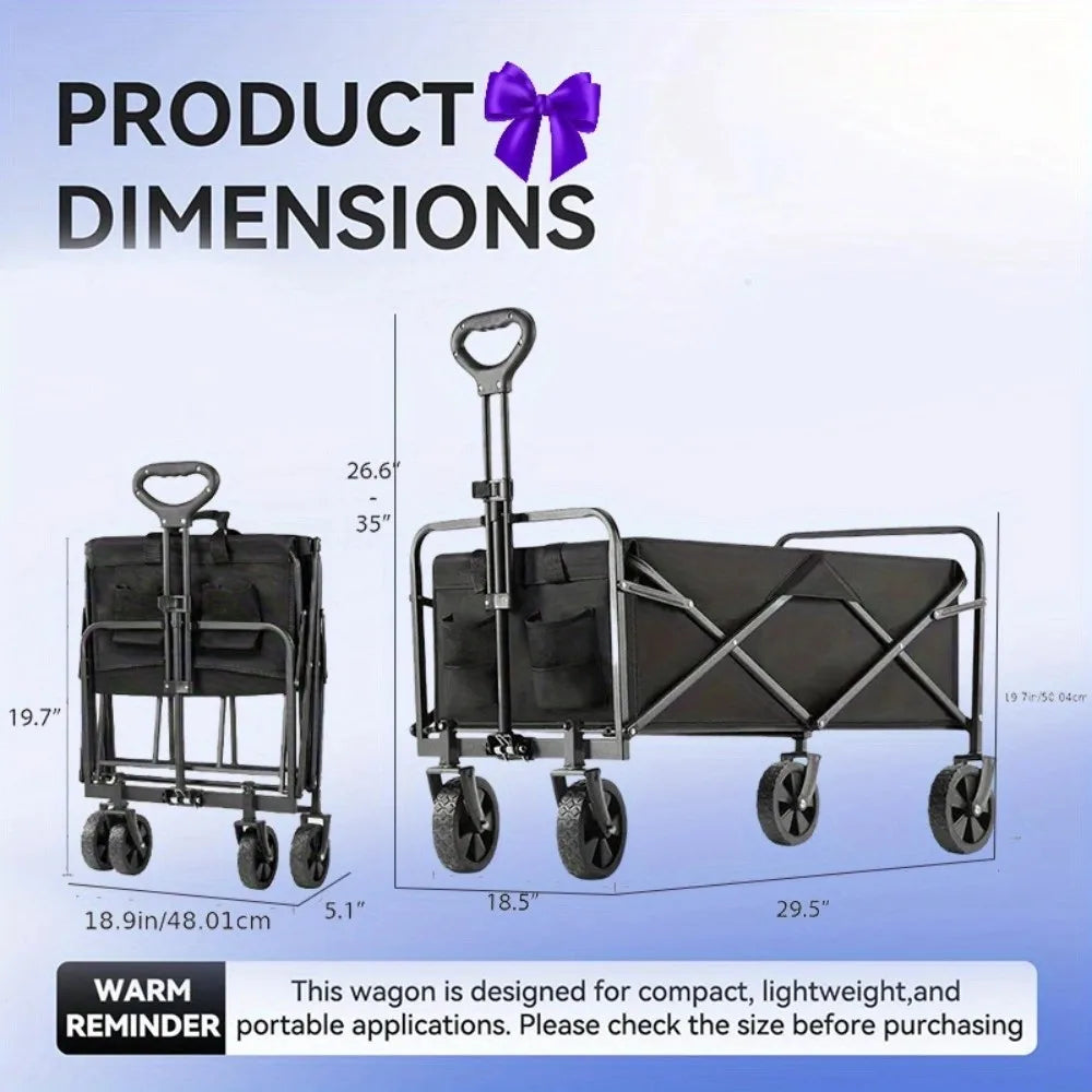 1PC Collapsible Foldable Wagon Cart – Heavy-Duty Utility Cart with All-Terrain Wheels for Outdoor, Car, or Snow Use