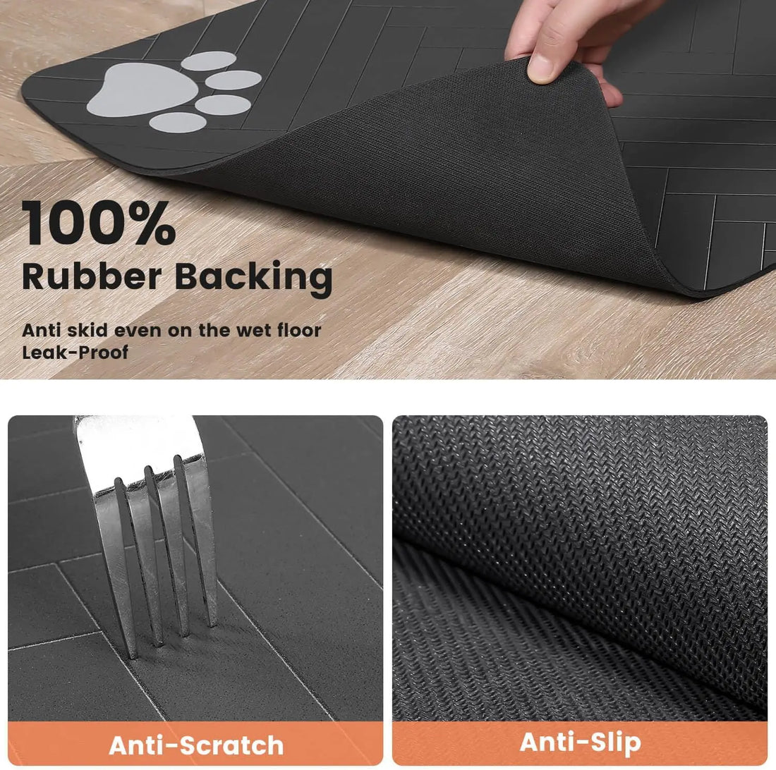 Absorbent Pet Feeding Mat with Waterproof Rubber Backing – Quick Dry Placemat for Dog & Cat Bowls