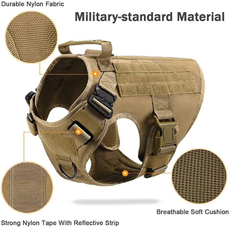 🐾 Tactical Military Dog Harness & Leash Set – All Breeds Training Vest for Outdoor Adventures