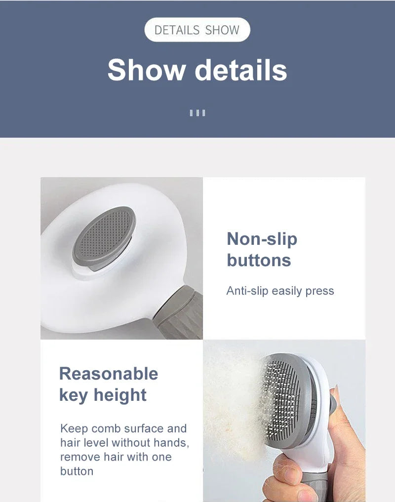 Pet Hair Remover Brush 🐾 Grooming Comb for Long-Haired Dogs & Cats