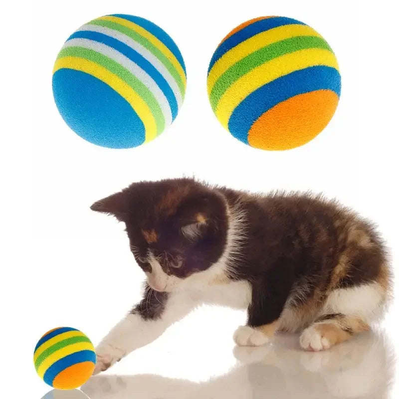 10Pcs Colorful Interactive Cat Toy Balls – Chewing, Rattle & Scratch Foam Balls for Kittens and Cats