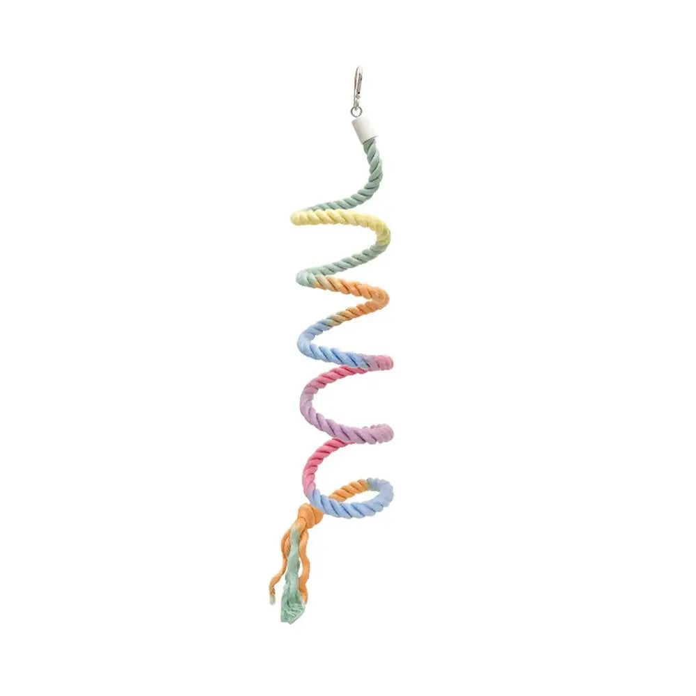 Colorful Cotton Parrot Rope Pole with Screw Clip – Rotating Bird Perch & Climbing Toy