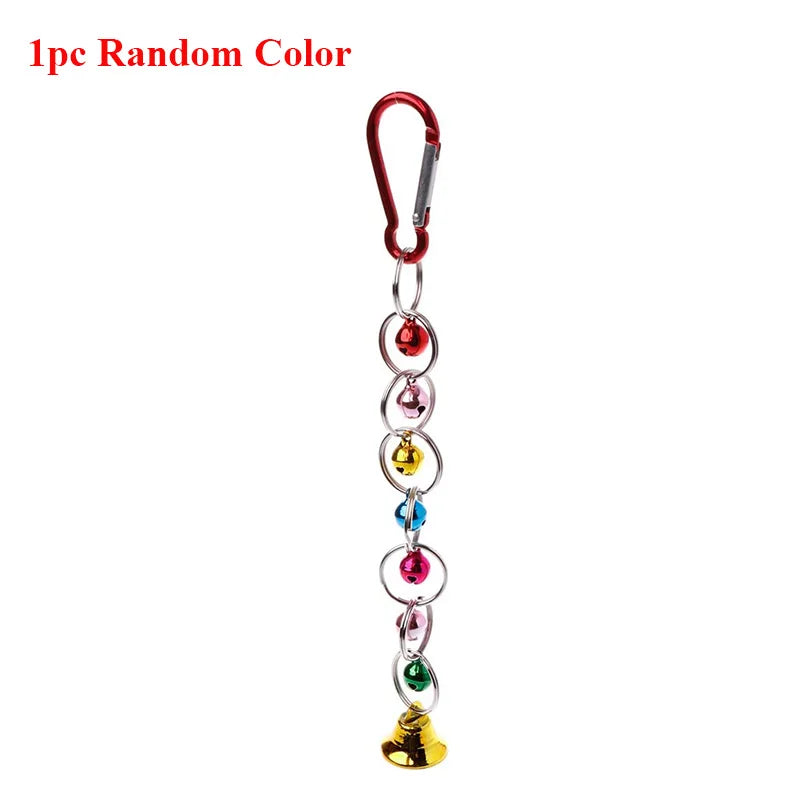 Parrot Hanging Swing Chain Toy with Bells – Bird Chew Ring Toy for Parakeets, Cockatiels, Budgies & More