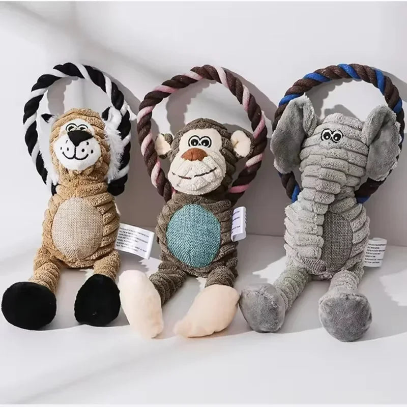 Plush Animal Squeaky Dog Toy – Bite-Resistant Chew & Play 🐾🧸