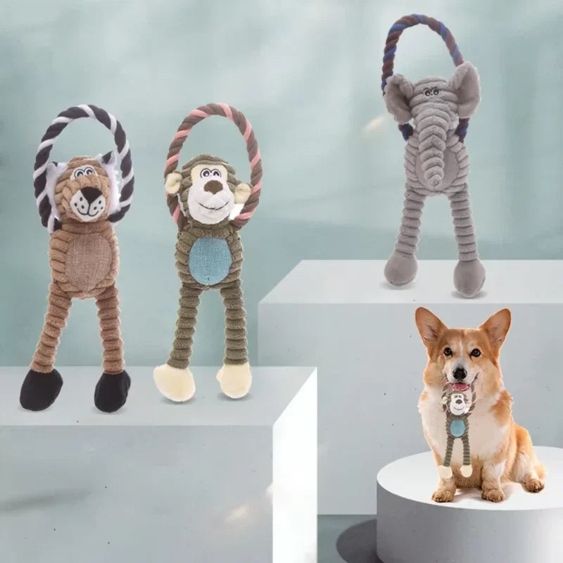 Plush Animal Squeaky Dog Toy – Bite-Resistant Chew & Play 🐾🧸