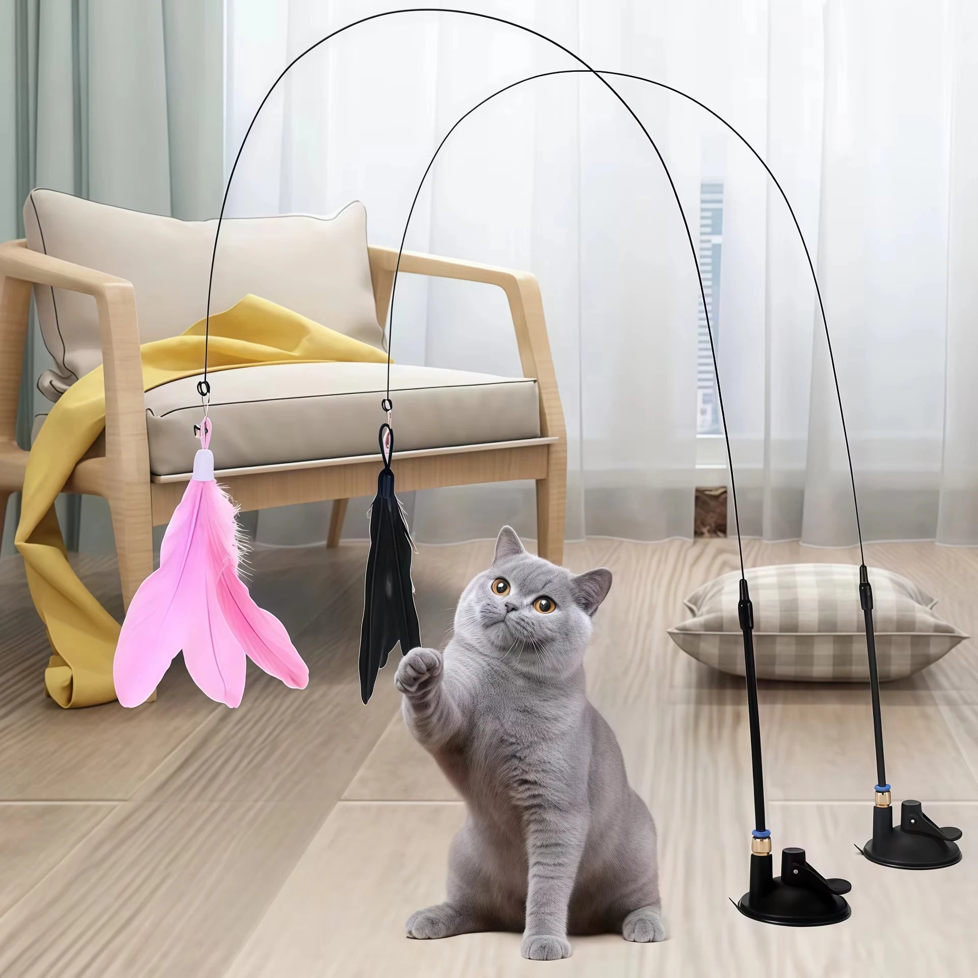 :  🌈 Pet Cat Teaser Wand – Rainbow Strip Interactive Toy