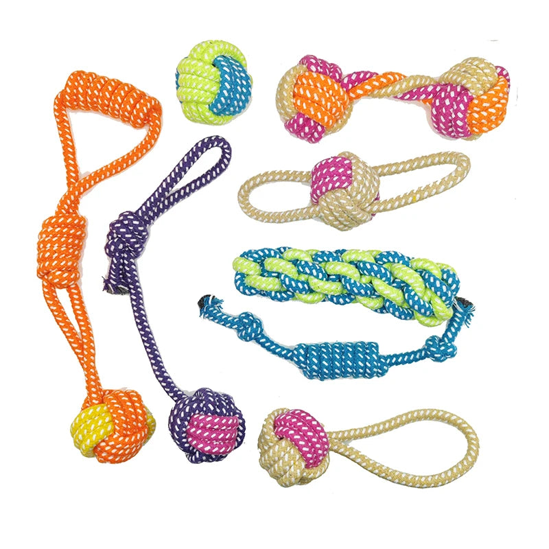 Mini Cotton Rope Dog Ball – Interactive Chew & Toothbrush Toy for Puppies