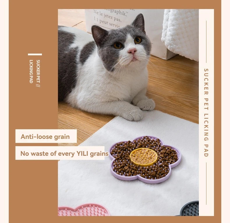 🌼 Pet Supplies Cat & Dog Licking Pad – Pentagram & Sunflower Silicone Slow Feeder Mat