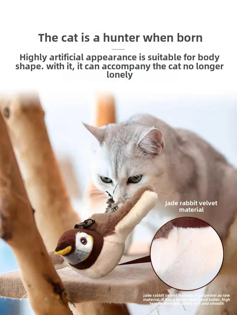 🐦 Hot Cat Interactive Electric Bird Toy – USB Rechargeable with Catnip