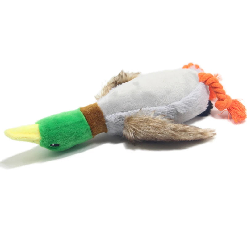 Plush Duck Squeaky Dog Toy – Chew Rope Toy for Teeth Cleaning & Play