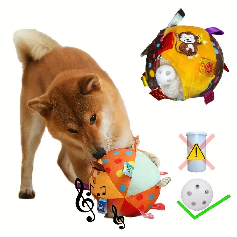 Interactive Ball Dog Toy with Plush Handle – Durable Chew Toy for Training & Stress Relief