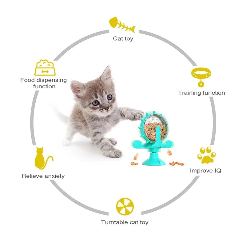 Cat Toy Treat Dispenser with Bell – Interactive Rotatable Wheel Slow Feeder for Kittens & Small Dogs