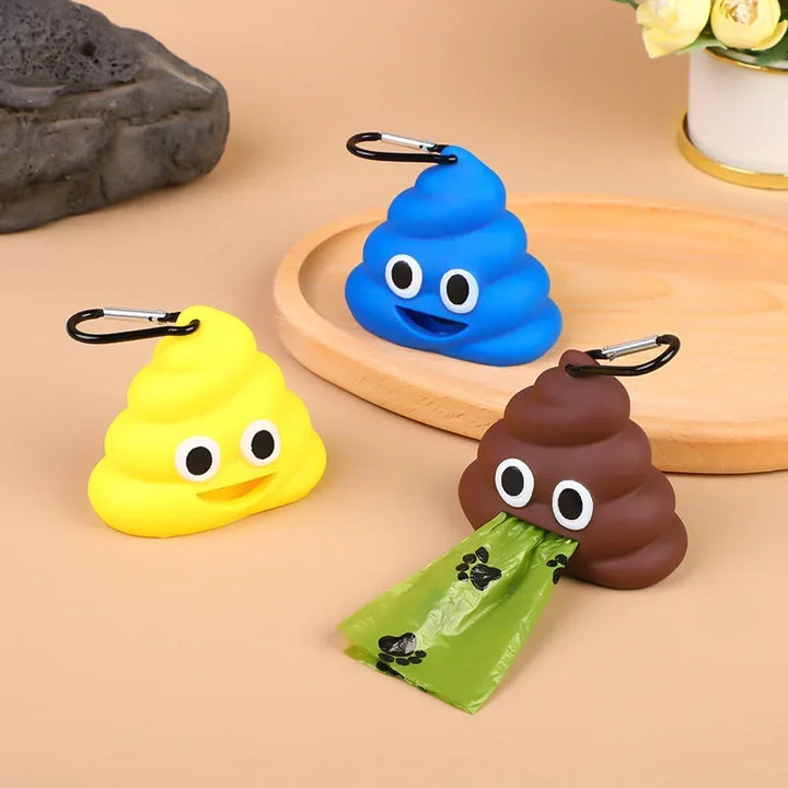 Funny Poop-Shaped Dog Waste Bag Dispenser – Portable Poop Bag Holder with Clip for Leash, Outdoor Walking & Travel