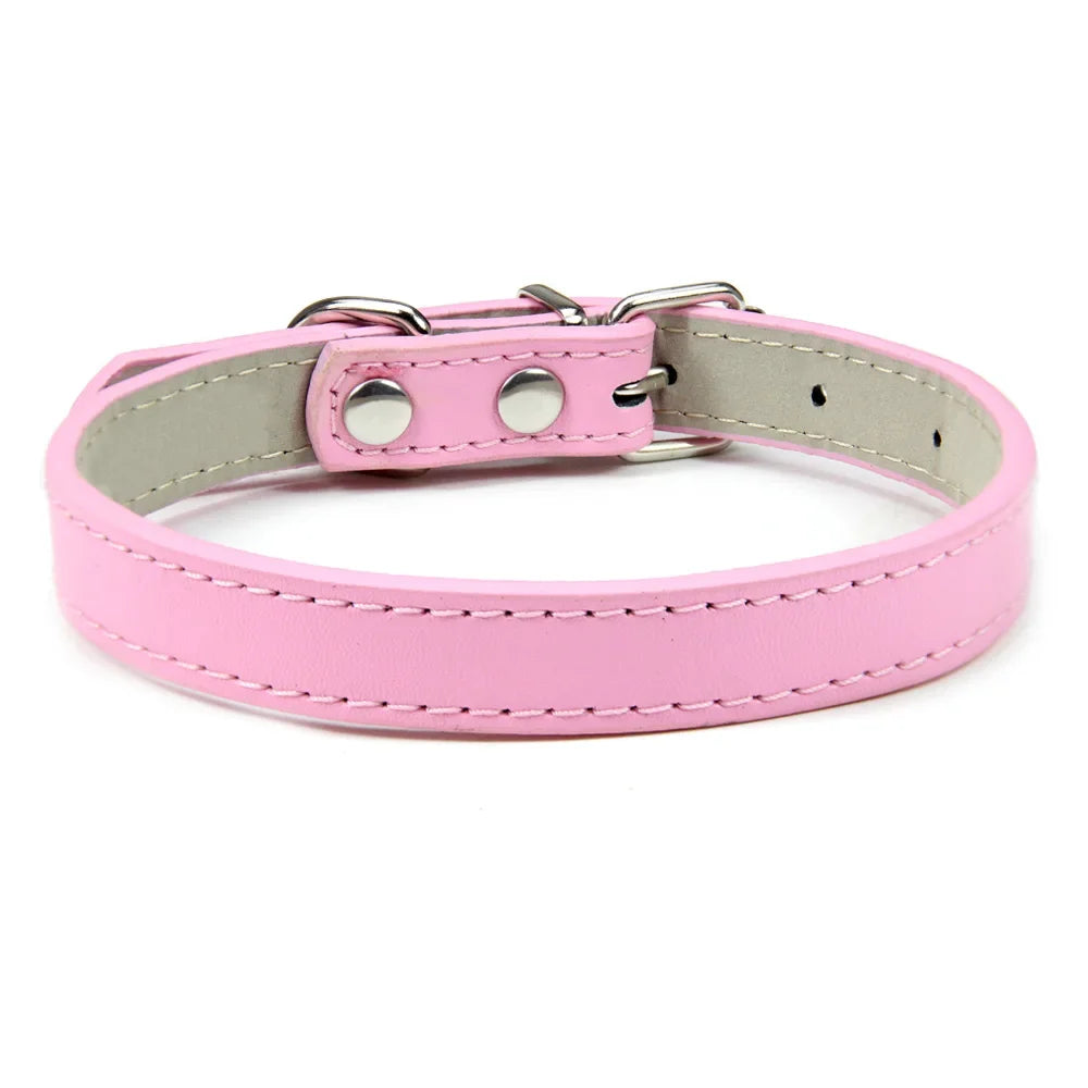 Soft Leather Adjustable Dog Collar – Safe & Stylish for Dogs and Cats