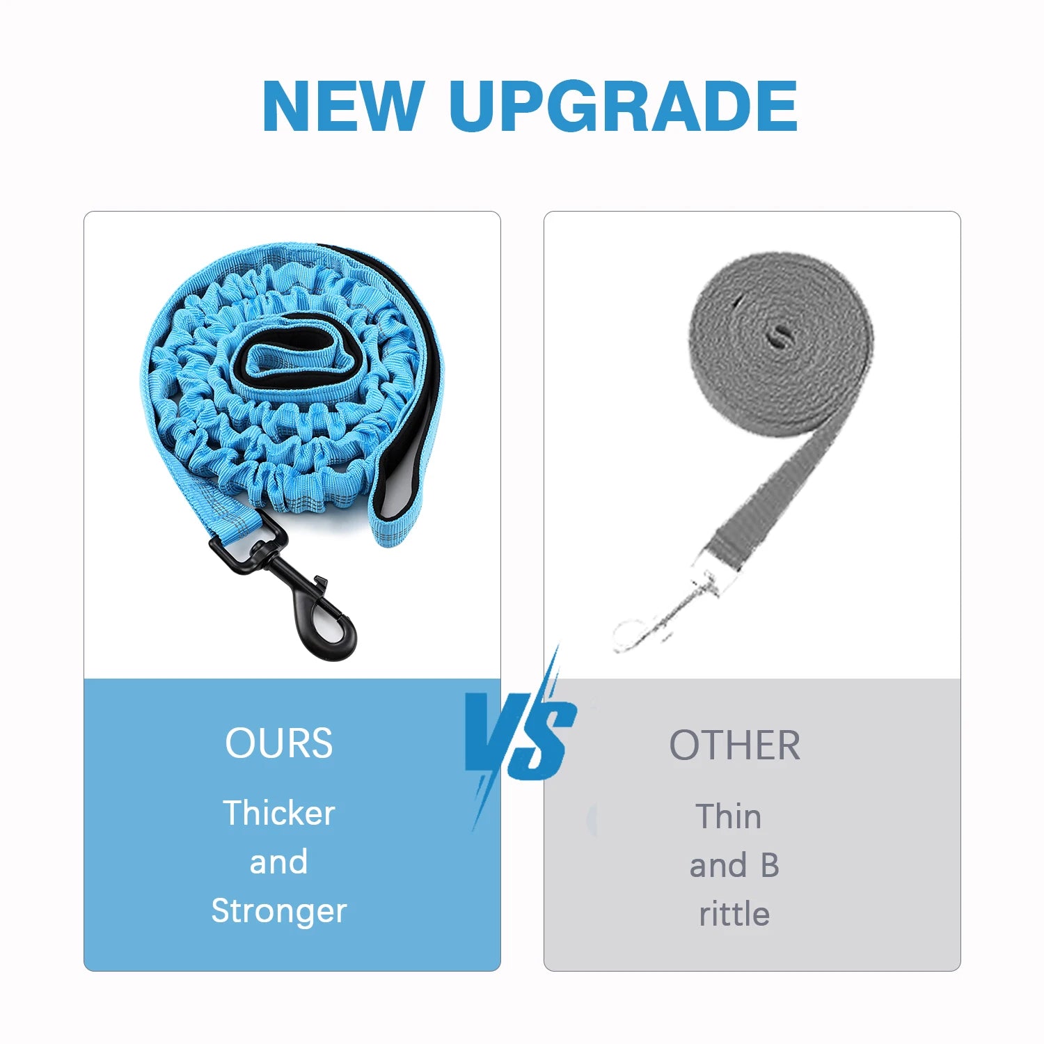 Bungee Dog Leash, Heavy Duty Dog Leash with Shock Absorption, 2 Padded Handles Training Leash, Improved Dog Safety and Comfort