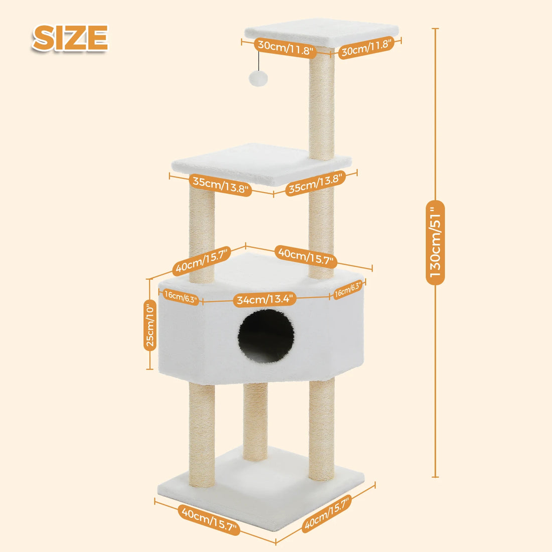 🐾 Cat Tree Tower Condo – Plush Perch, Hammock & Sisal Scratching Posts