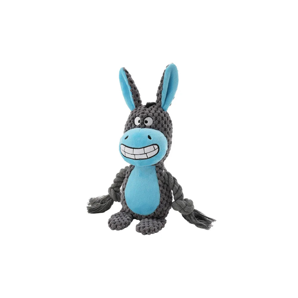 Animal Rope Plush Dog Toy – Rabbit & Monkey Squeaky Chew 🐾🧸