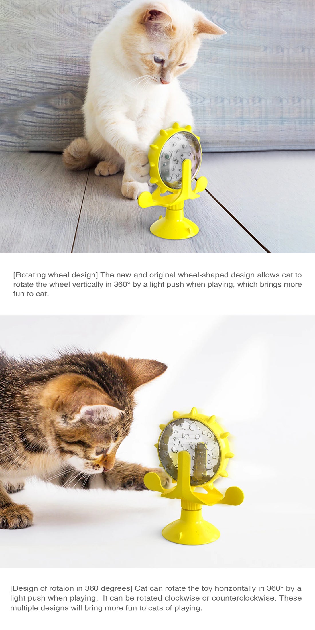 Cat Toy Treat Dispenser with Bell – Interactive Rotatable Wheel Slow Feeder for Kittens & Small Dogs