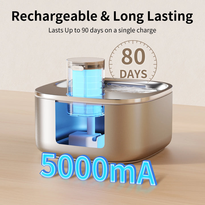 🐾 3.2L Wireless Stainless Steel Cat Water Fountain – Rechargeable with Infrared Sensor & 3 Modes
