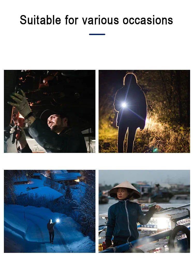 🔦 USB Rechargeable Mini Flashlight – COB+XPE Zoomable Torch with 3 Modes