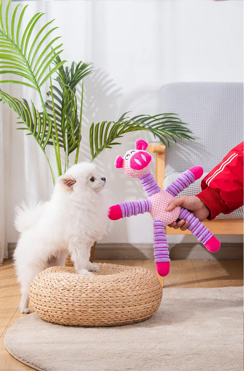 Indestructible Squeaky Plush Animal Dog Toy – Durable Chew & Dental Training Toy for Large Dogs