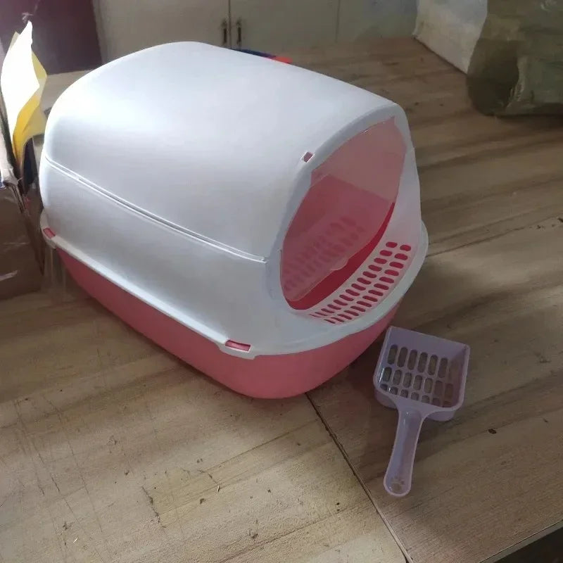 Kitty Sandbox Cat Litter Box Semi-enclosed Splashproof