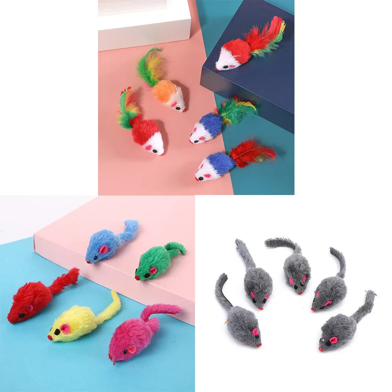 5PCS Plush Simulation Mouse Cat Toys – Interactive Teasing Toy for Cats