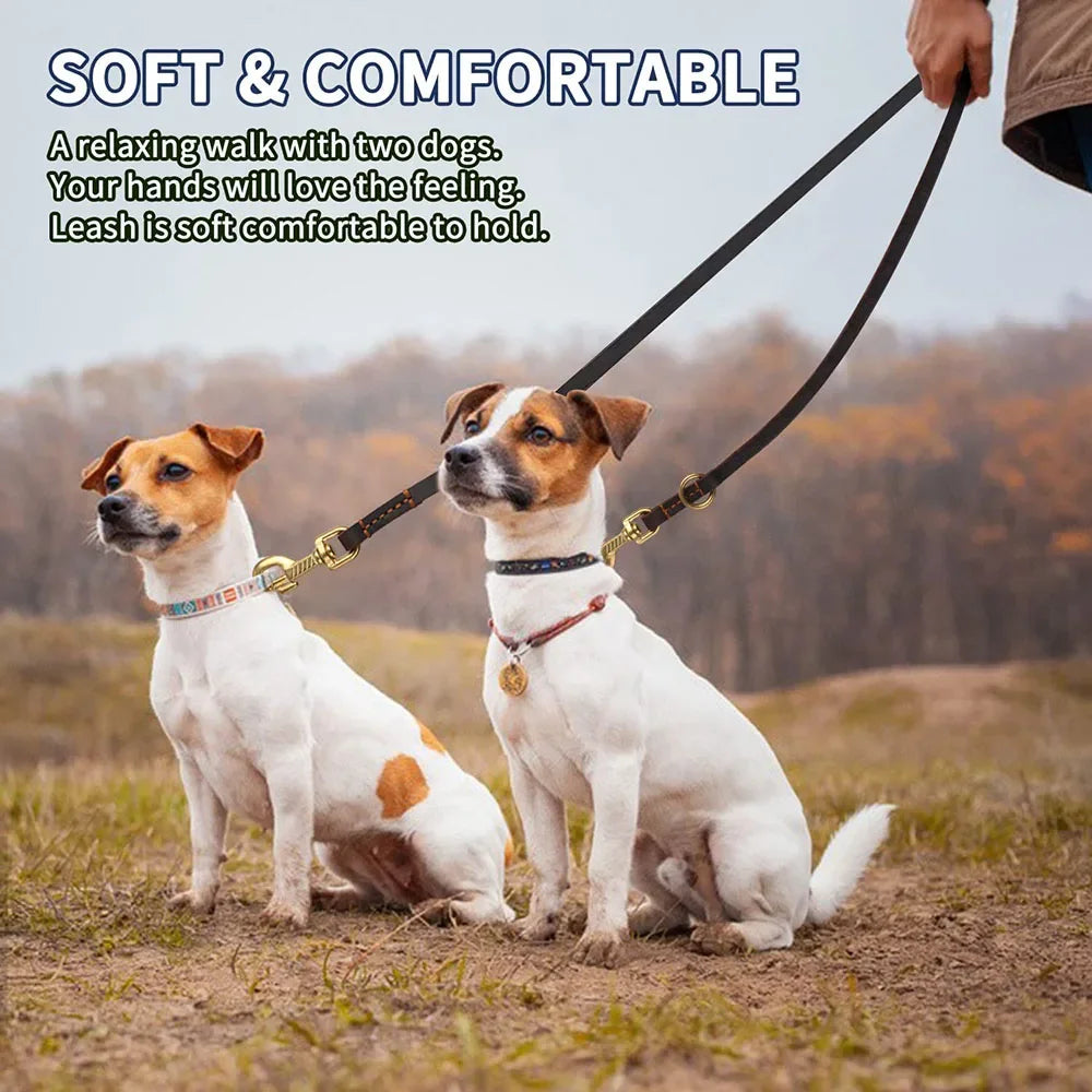 🐕 Genuine Leather Hands-Free Service Dog Leash – 7-in-1 Multi-Function Crossbody Pet Lead