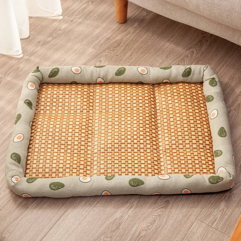 Pet Summer Cooling Mat – Breathable Moistureproof Rattan Dog & Cat Sofa Pad