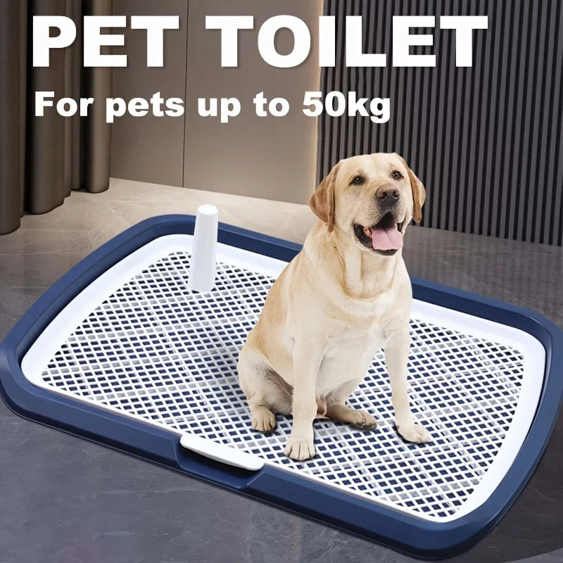 Dog Potty Training Toilet Tray with Removable Net – Reusable Plastic Pee Pad Holder for Indoor Pet Potty Training