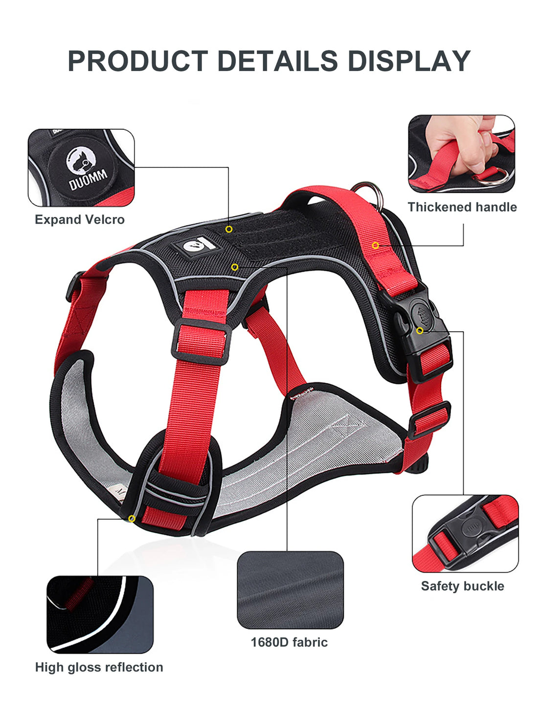 🛡️ Tactical Dog Harness – Reflective Waterproof Vest for Medium & Large Dogs