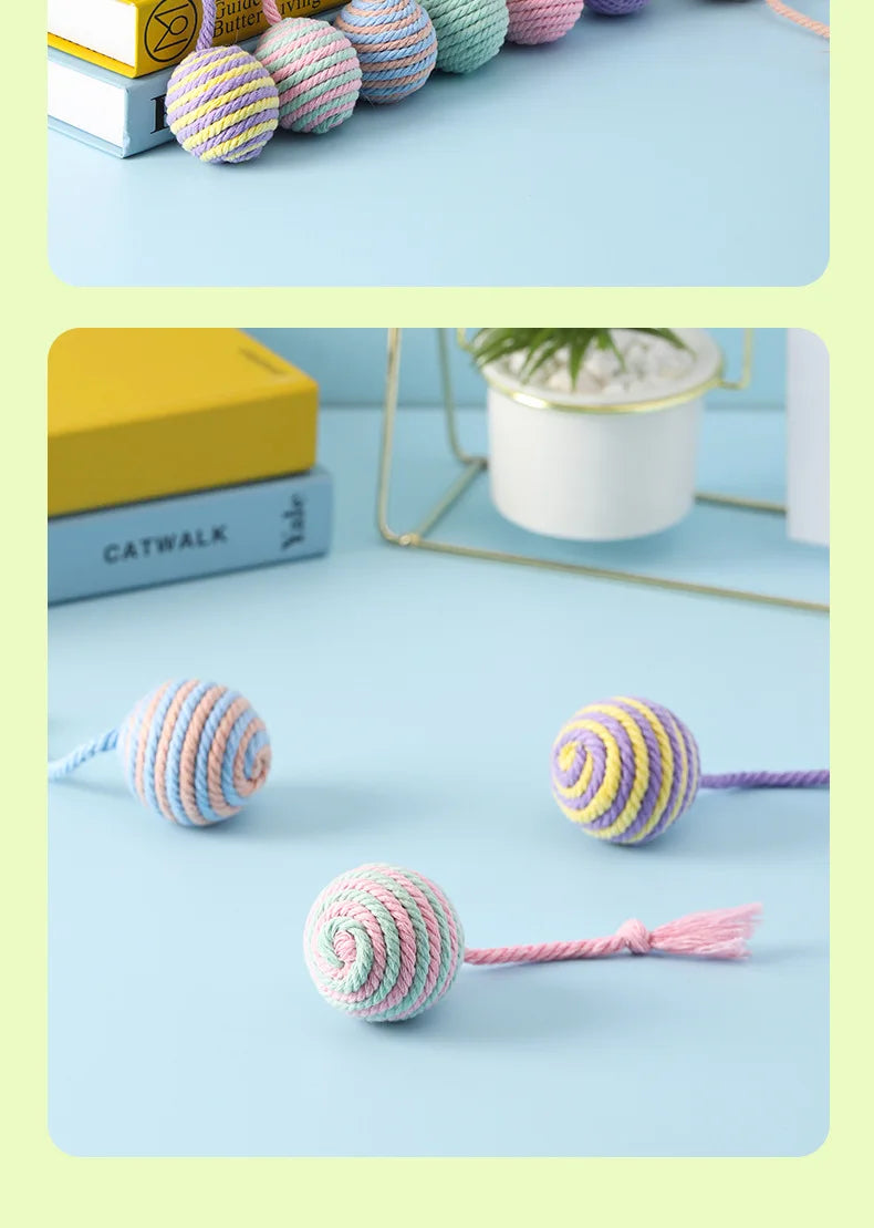 Colorful Cotton Rope Weave Ball – Interactive Teaser & Chew Toy for Cats & Dogs
