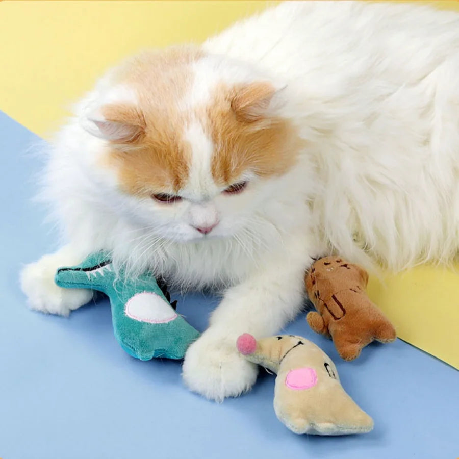 Cartoon Plush Cat Molar Bite Toy – Interactive Chew Toy for Cats