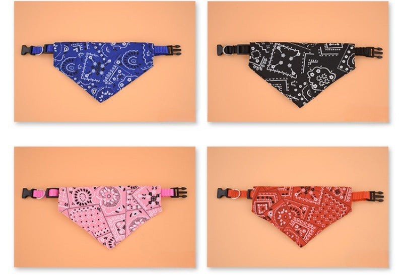 Adjustable Pet Triangle Scarf – Printed Dog & Cat Saliva Towel Neckerchief for Puppies & Kittens