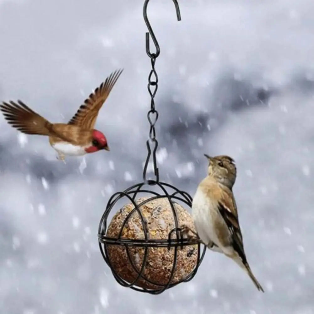 Metal Fat Ball Bird Feeder – Outdoor Hanging Holder with Hook for Garden Wild Birds