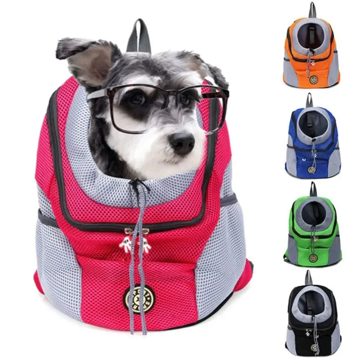 Double Shoulder Pet Carrier Backpack – Portable Mesh Dog Travel Bag for Outdoor Adventures